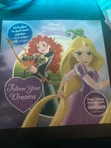 NEU Disney Prinzessin Folge deinen Träumen Buch mit Poster & über 40 Stickern - Bild 1 von 2