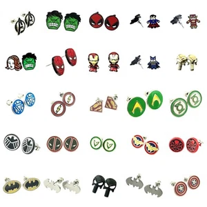 DC & MARVEL SUPERHEROES COMIC MOVIES CHARACTERS LOGOS POST ENAMEL STUD EARRINGS - Picture 1 of 33