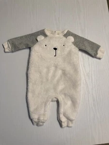 Baby Gap Polar Bear Size 3-6 Months White Sweatshirt Romper - Picture 1 of 6