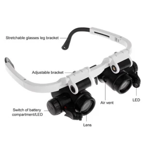 Magnifying Eye Glasses ECU Soldering circuit board Repair LED Light Magnifier - Picture 1 of 7