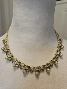 Vintage Halskette Kunstperlen goldfarben unsigniert evtl. Coro oder Lisner  - Bild 1 von 7
