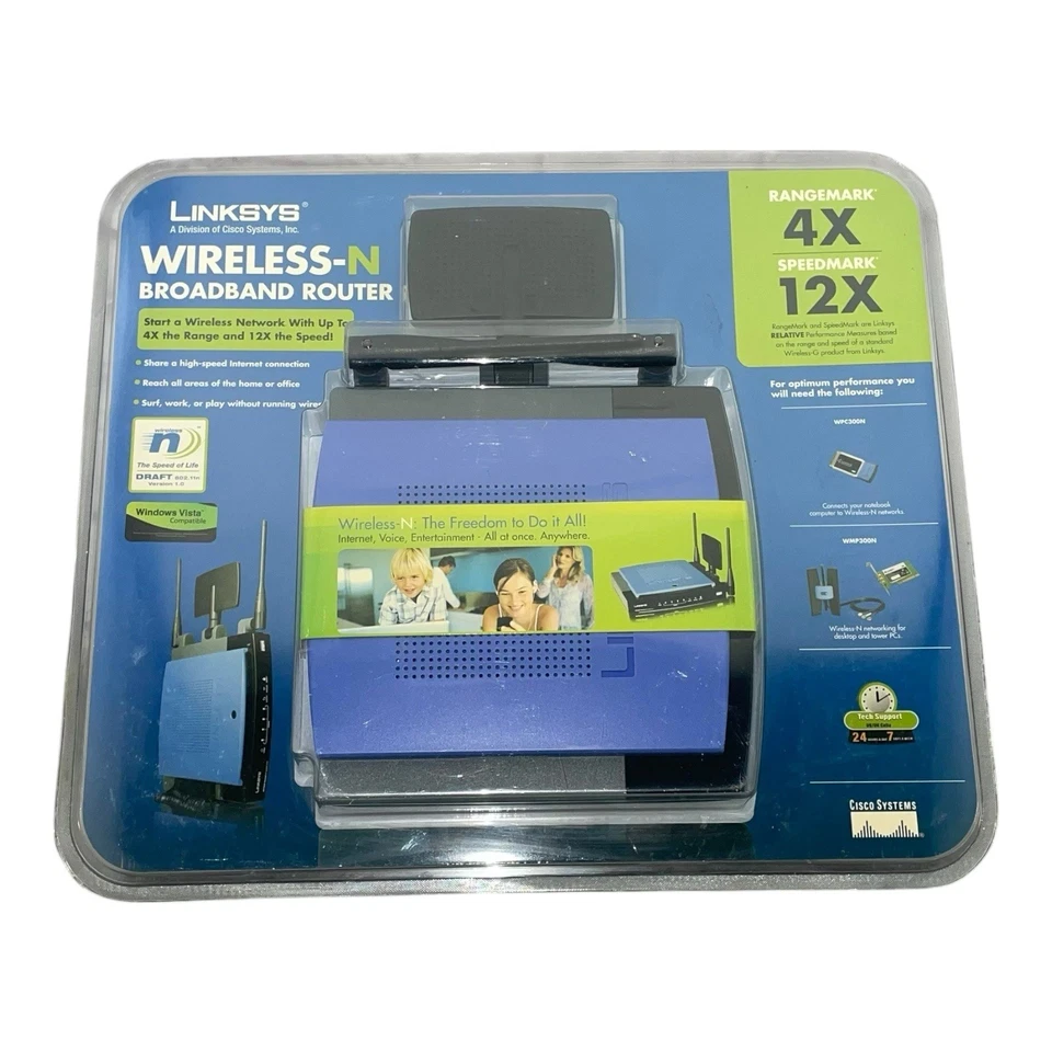 BRAND NEW SEALED! Linksys WRT300N-BP 270 Mbps 4-Port Gigabit Wireless N Router - Image 1 of 2