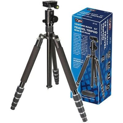 Trípode de viaje profesional de aluminio de 5 secciones VidPro AT-52 VentureMaxx con bola Foto 1 de 3