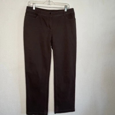 NWD Eileen Fisher Cassis/Brown Stretch Velveteen Ankle Dress Pants Women Size PM - Image 1 of 4