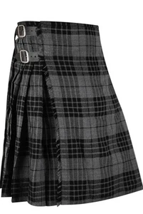 Graue Uhr Tartan Kilt Herren Scottish Kilt mit verstellbaren Lederbändern - Bild 1 von 8