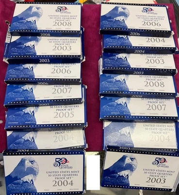 61 Old Proof & Mint State Quarter Sets 1999-2008--17 GEM BU Platinum & Gold Sets - Image 1 of 4