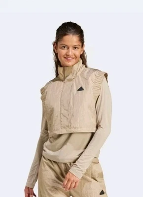 Adidas Para Mujer XL City Escape Chaleco Corto Chaqueta Blanch Carga Deportivo Marrón Cremallera Foto 1 de 4