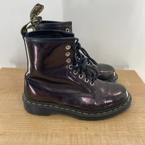 Doc Martens Combat Boots Purple Glitter Women’s Size 8 Rare - Picture 1 of 7