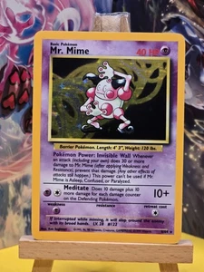 Pokemon TCG Card English Holo Rare Mr. Mime Jungle Set No Symbol Error 6/64 - Picture 1 of 3