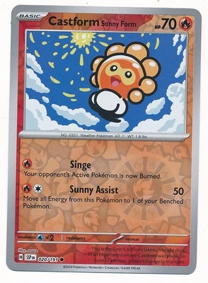 D451160  Pokemon Card Castform Sunny Form #20 Reverse Holo - Image 1 of 2
