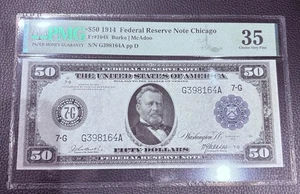 1914 $50 Federal Reserve Note Chicago PGM 35 CRISP, Eye Appeal, Color Designs - Picture 1 of 10