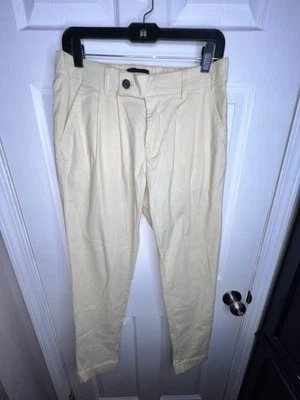 Pantalones de vestir ligeros de algodón amarillo Gingtto 32 para hombre calce ajustado 32X30 Foto 1 de 4