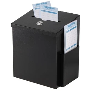 Suggestion Box with Slot and Lock, Wall Mounted Ballot & Donation Box, Metal ... - Picture 1 of 8
