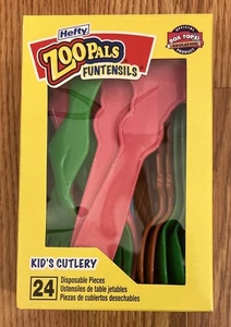Vintage Zoo Pals Funtensils Plastic Ware Utensils Hefty SET 24 PIECES 2007 - Picture 1 of 3