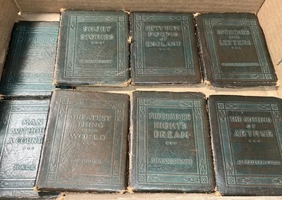 1920s Little Leather Library Lot of 8 Books Shakespeare Washington,Tennyson Etc Foto 1 de 3