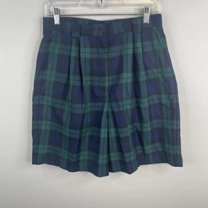 Vintage Womens Heritage Academia Black Watch Tartan Plaid Shorts 12 Preppy - Picture 1 of 7