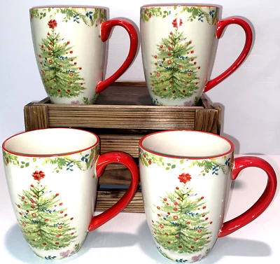 Taza Mujer Pioneer Holiday Cheer Jumbo Latte Árbol de Navidad 26 OZ LOTE DE 4 Foto 1 de 4