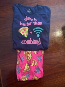 EUC Justice Kids Girls  2Pc. Pajama Set Pants & Long Sleeve T-shirt 12 - Picture 1 of 3