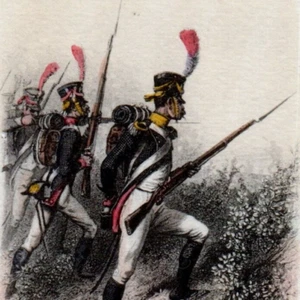 c.1900 French Imperial Guard Skirmisher Outfielder Hand Colored Postcard Raffet - Picture 1 of 3
