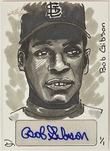 2013 Leaf Masterworks Hand Drawn Sketch Card Bob Gibson Auto 1/1 One Of One