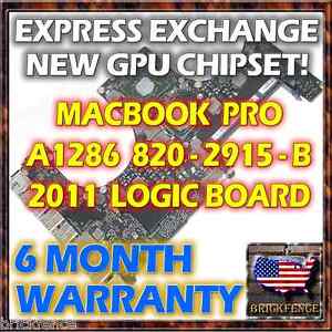 EXCHANGE MACBOOK PRO 15" A1286 820-2915-B 2011 LOGIC BOARD REPAIR NEW GPU REBALL