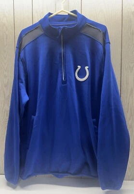 NFL Indianapolis Colts Football Quarter Zip Pullover Sweater Men's XXL Blue - Image 1 of 4