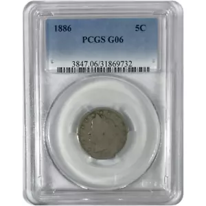 Liberty níquel 1886 PCGS G06 #9732 - Imagen 1 de 4