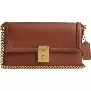 Coach Hutton Box Leather Shoulder Bag Purse Chain Strap New Defect CS898 - Picture 1 of 16