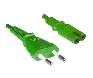 DINIC Stromkabel, Netzkabel Euro-Stecker auf C7 grün, 2-pin Euro-8, Länge 1,80m - Bild 1 von 4