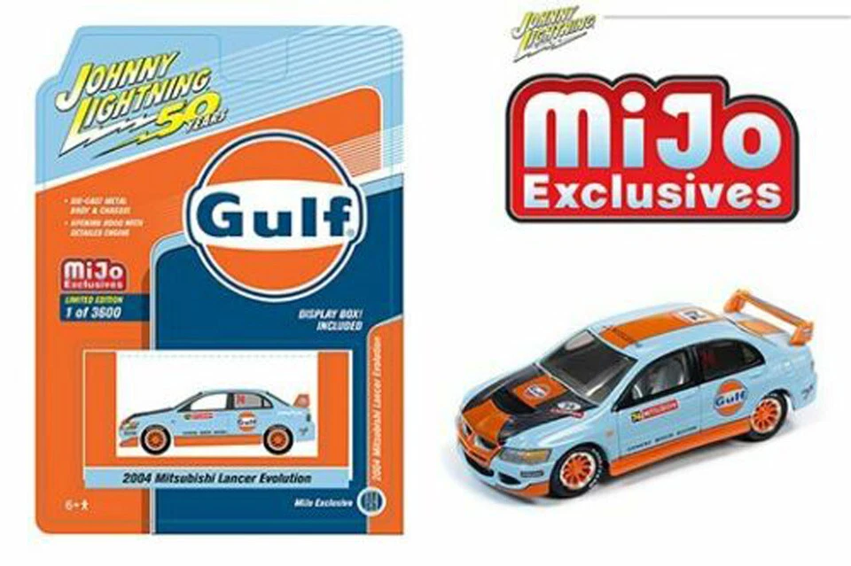 Johnny Lightning 1:64 2004 Mitsubishi Lancer Evolution Gulf Model JLCP7203-4D - Image 1 of 1