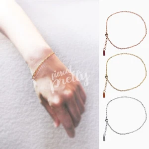 Rectangle Bracelet, Thin chain bracelet Gold stainless steel, bracelets for guys - Picture 1 of 8