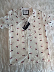 Denim & Flower Mens Shirt Ricky Singh S USA Flag 4th Of July NEW Button Up - Picture 1 of 8