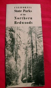 Vtg 1940s CALIFORNIA STATE PARKS Northern Redwoods Brochure Map - Foto 1 di 4