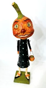 Debra Schoch Halloween Kürbis Mädchen mit Kürbis Süßigkeiten Behälter Vintage nicht mehr produziert 18" - Bild 1 von 15