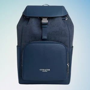 NWT Coach Racer Backpack Signature Jacquard Canvas Leather Trim Laptop Bag CW172 - Picture 1 of 32