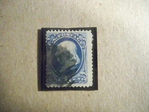 USA Used, 1873 Issue, Scott #156, 1 Cent Franklin Ultra Marine Type A44a. - Picture 1 of 1
