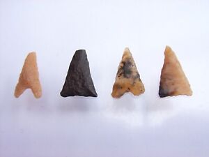 4 Ancient Neolithic Flint Arrowheads, Stone Age,  VERY RARE !