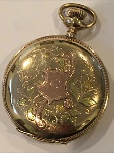 Antique 1894 Elgin Illinois 6s 14k Gold Decorating Pocket Watch Runs - Picture 1 of 12