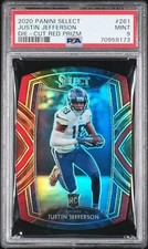 2020 Panini Select JUSTIN JEFFERSON  Die Cut RED PRIZM Rookie RC  PSA 9 .
