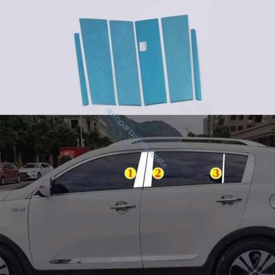 Cubierta de pilar central de ventana de acero cromado BC para Kia Sportage R 2011-15 2016 6 piezas Foto 1 de 4