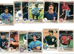 12 signed 1983 Fleer cards Brett Butler Bobby Grich Mike Marshall Pat Tabler COA - Picture 1 of 1
