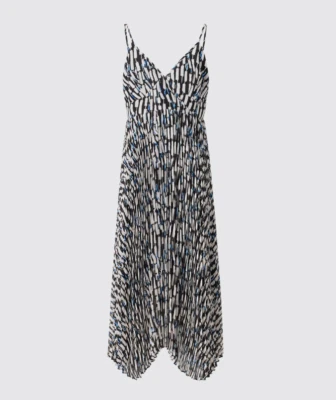 Uniqlo Pleated Camisole Printed Dress Size XS Black Ivory Abstract Print NWT - Image 1 of 4