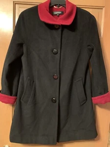 Eleen Tracy Women’s Coat Wool /Angora Blend Black/ Ruby Size 6 Very Soft Warm - Picture 1 of 9