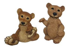 Figura Decorativa Animal Niño Osos 2er Kit Colección Castagna De Resin H 21-24cm - Imagen 1 de 5