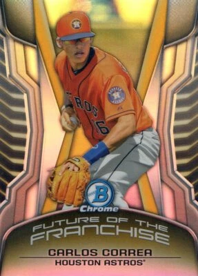 2014 BOWMAN CHROME ROOKIE REFRACTOR FUTURE OF THE FRANCHISE MINI CARLOS CORREA  - Image 1 of 3