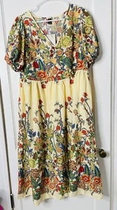 Emory Rose Dress Sz OXL Floral Rustic Boho Cottagecore Puff Sleeve Knee Length - Picture 1 of 12