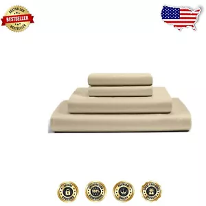 Classic Beige Solid Sleeper Sofa Bed Sheet Set - Soft, Comfortable & Durable - Picture 1 of 2