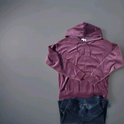  Juicy Couture Women’s Burgundy Velour Hoodie M+ Leggings XS Foto 1 de 4