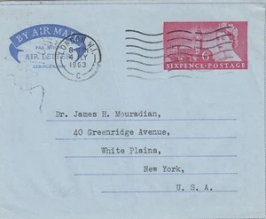 6d GB Ganzsache Brief nach New York 1963 AUSVERKAUF (65605) - Bild 1 von 4