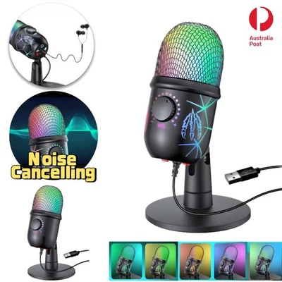 USB Microphone Computer Condenser Recording Gaming Mic PC Laptop Desktop RGB AU - Image 1 of 4